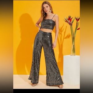 Sequin Crop and Wide Leg Pant
